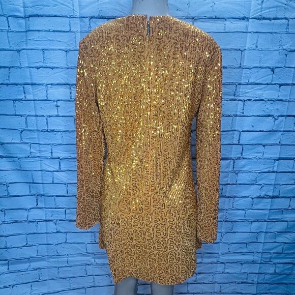 Stine Goya Women's Gold Sequin Straight Mini Odis Dress Size Medium - Picture 5 of 15